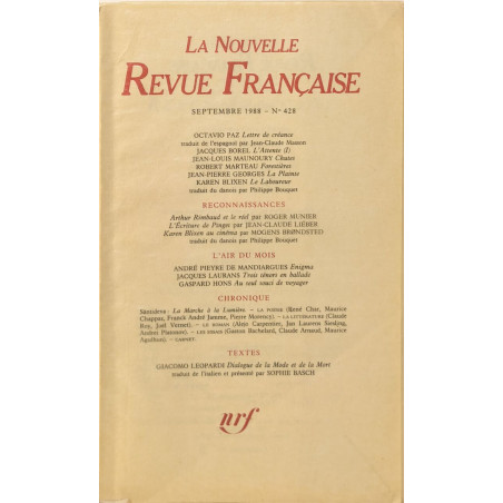 La Nouvelle Revue Française N°428