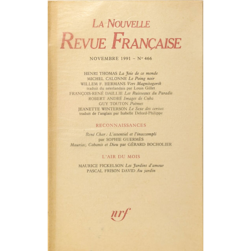 La Nouvelle Revue Française N°466 EO numérotée 6