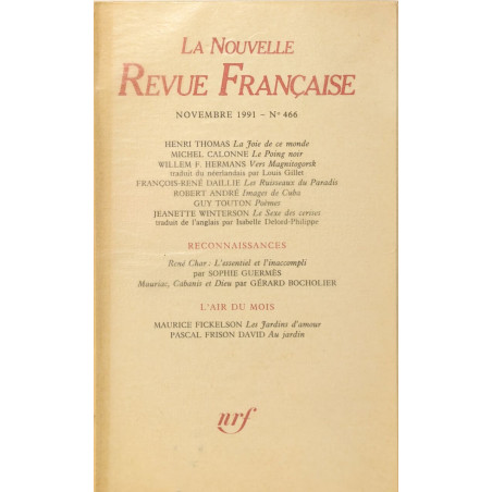 La Nouvelle Revue Française N°466 EO numérotée 6