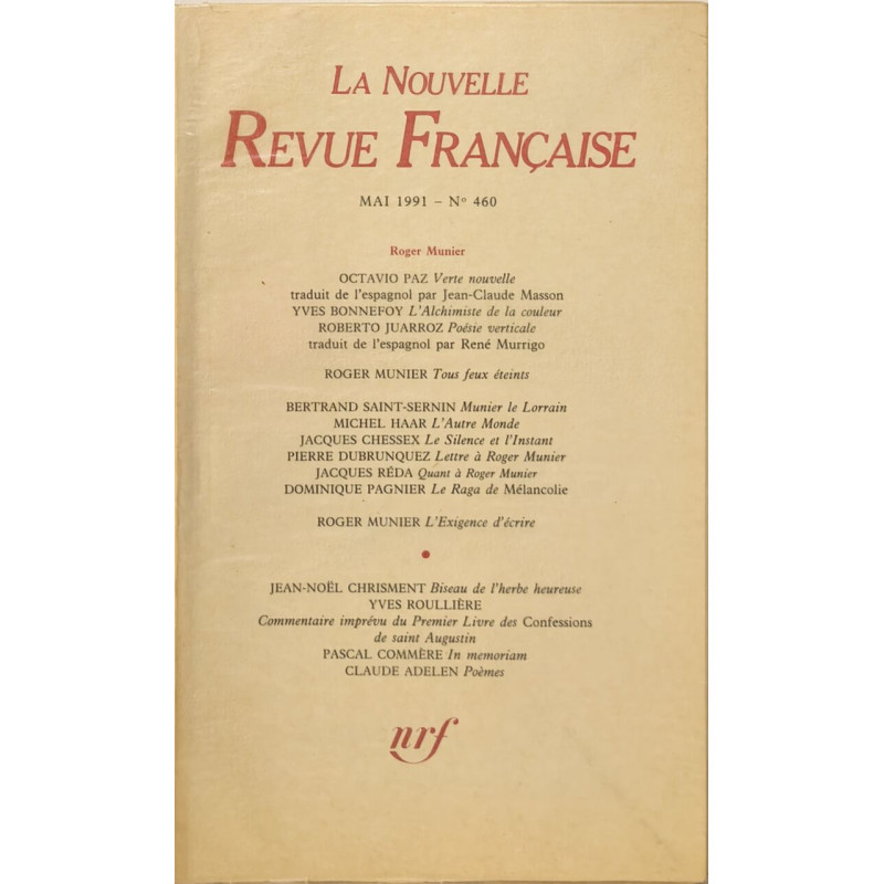 La Nouvelle Revue Française N°460 EO numérotée 6