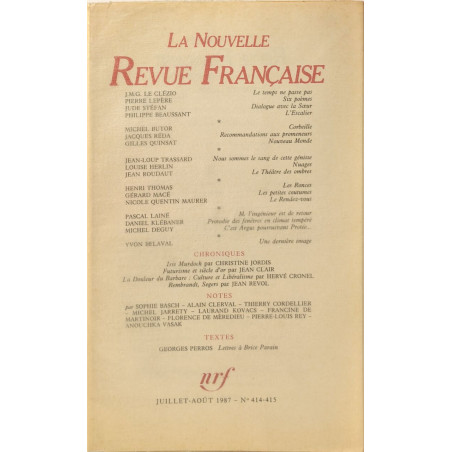 La Nouvelle Revue Française N°414-415 EO numérotée 6