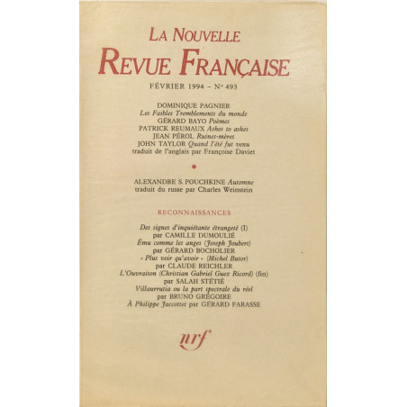 La nouvelle revue française n° 493 / EO numerotée 6