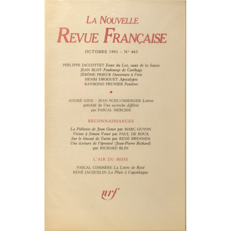 La Nouvelle Revue Française N°465 EO numérotée 6