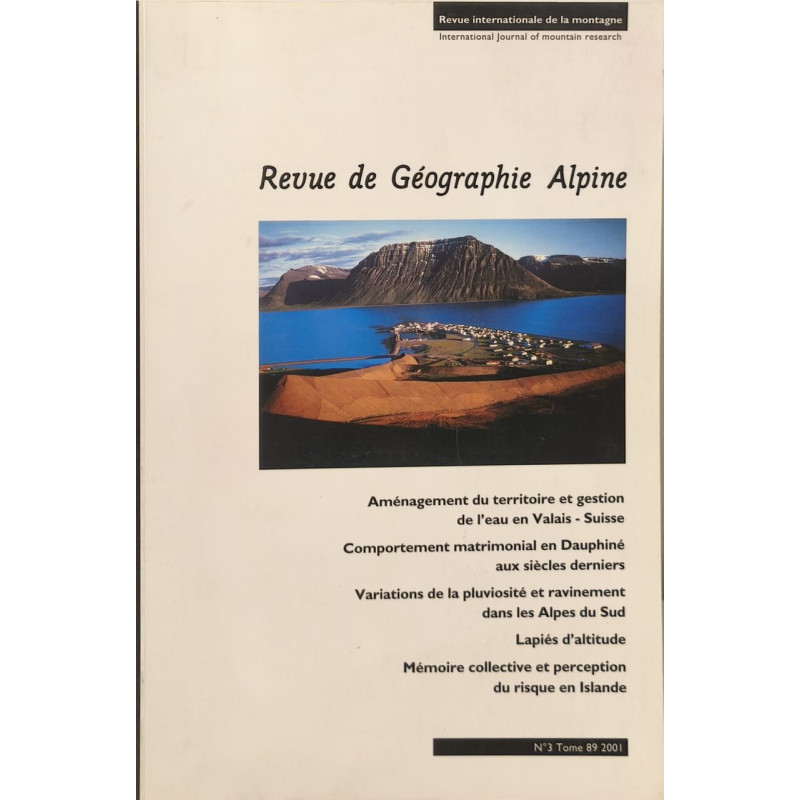 Revue de géographie alpine n° 3 tome 89