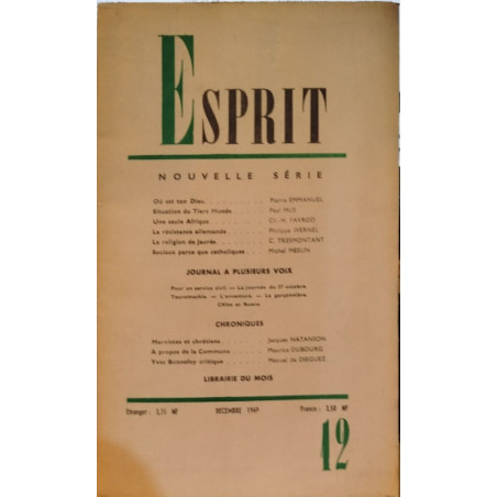 Revue esprit septembre 1960