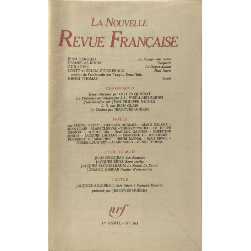 La Nouvelle Revue Française N°363 EO numérotée sur vélin (6)