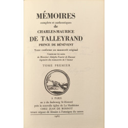 Mémoires complets et authentiques de Charles-Maurice de Talleyrand...