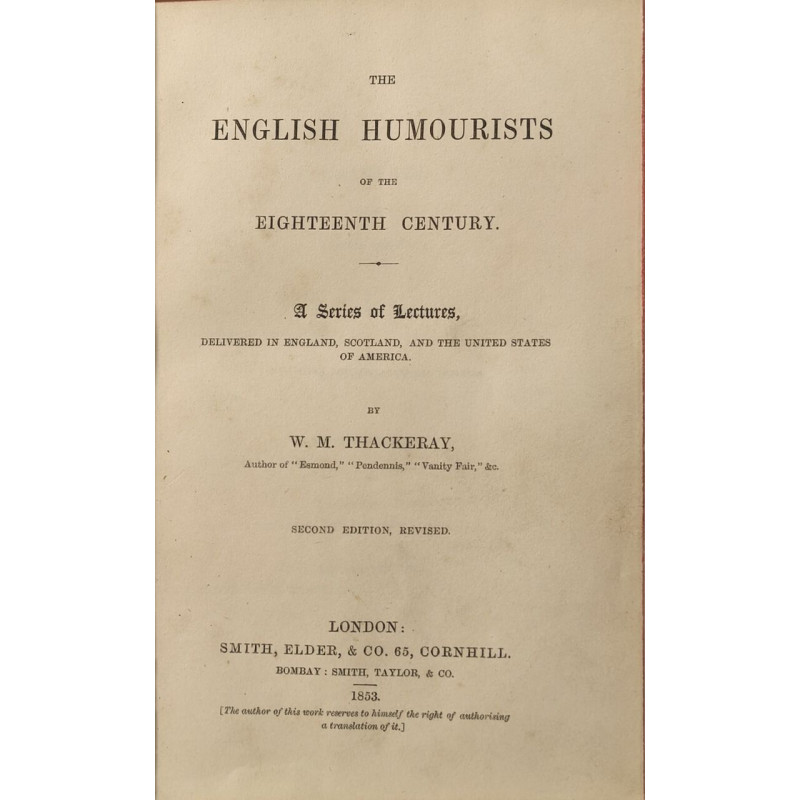 The English Humourists of the Eighteenth Century