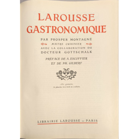 Larousse gastronomique par Prosper Montagné avec la collaboration...