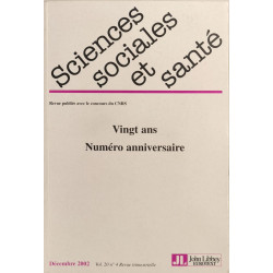 Revue Sciences Sociales et Sante. Vingt Ans. Nume Anniversaire n°4...