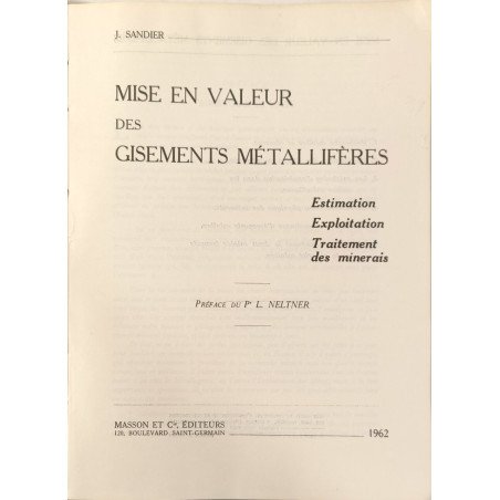 Mise en valeur des gisements métallifères