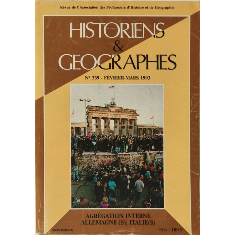 Historiens et Géographes n°339 février mars 1993- agrégation...
