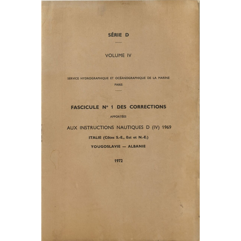 Fascicule n° 1 des corrections apportées aux instructions...