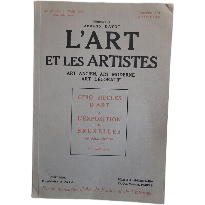 L'Art et les Artistes Art ancien Art moderne Art décoratif - Cinq...