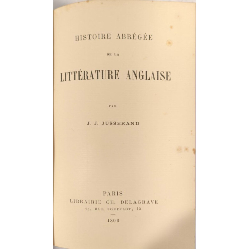 Histoire abrégée de la littérature anglaise