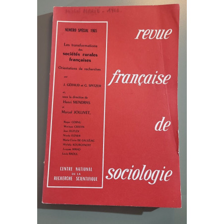 Revue française de sociologie numéro spécial 1965