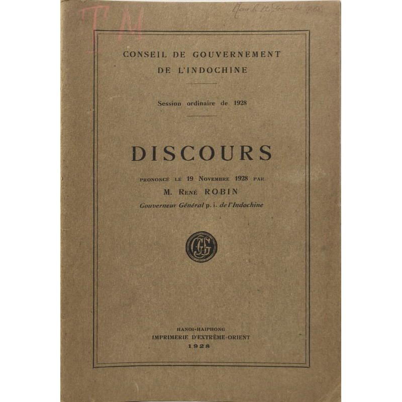 Discours prononcé le 19 nov 1928 par rené robin - session...