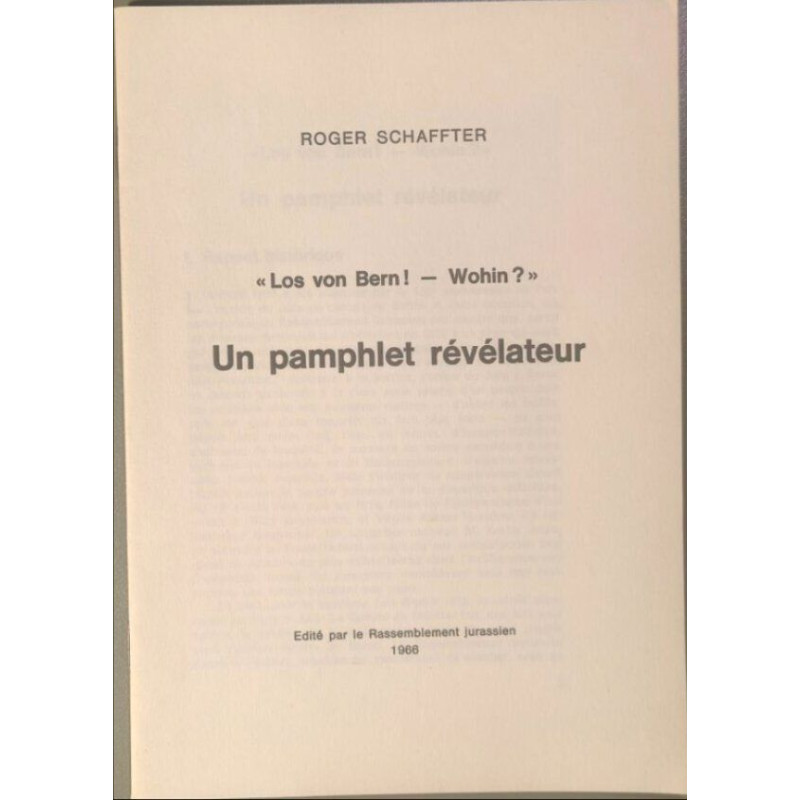 "Los von bern! - Wohin? " un pamphlet révélateur