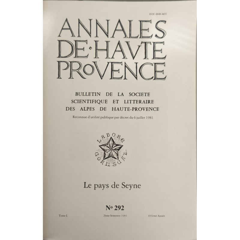 Annales de Haute Provence . Bulletin de la société scientifique et...