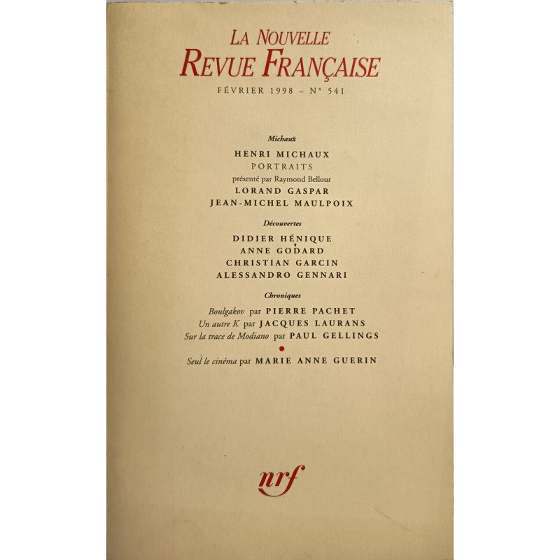 La Nouvelle Revue Française N°541