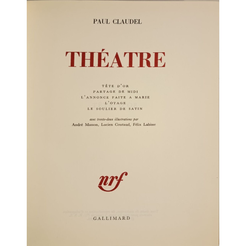 Théâtre - numéroté 2378/10250 - 32 illustrations par masson...