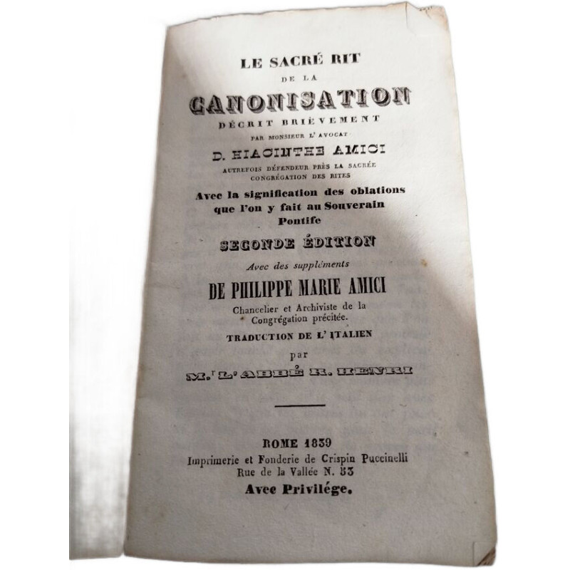 Le Sacré Rit de la Canonisation/ seconde edition