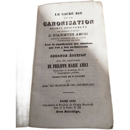 Le Sacré Rit de la Canonisation/ seconde edition