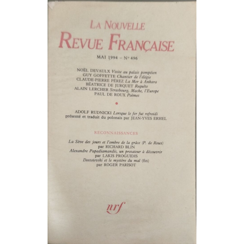 La nouvelle revue française n° 496 / EO numerotée sur velin ( n° 6)