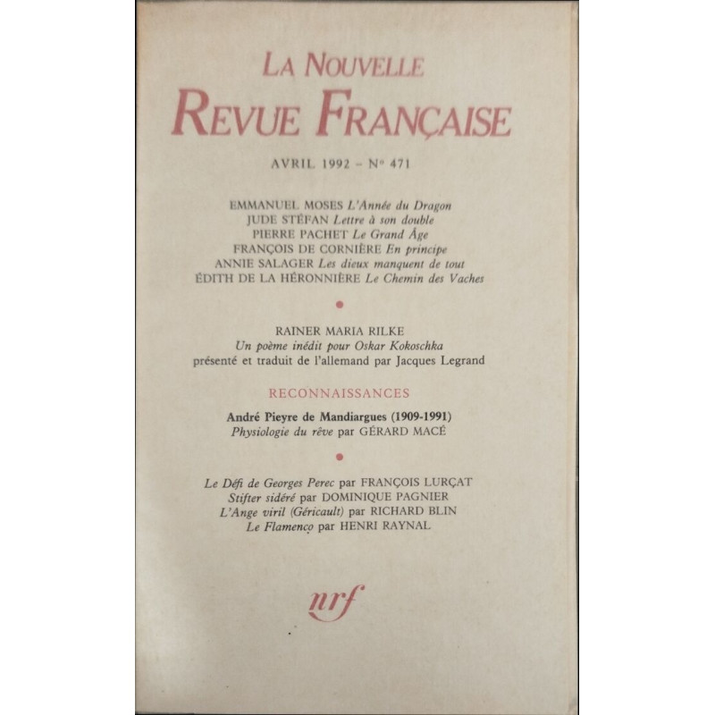La nouvelle revue française n° 471 / EO numerotée sur velin ( n° 6)