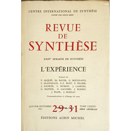 Revue de synthèse : L'expérience