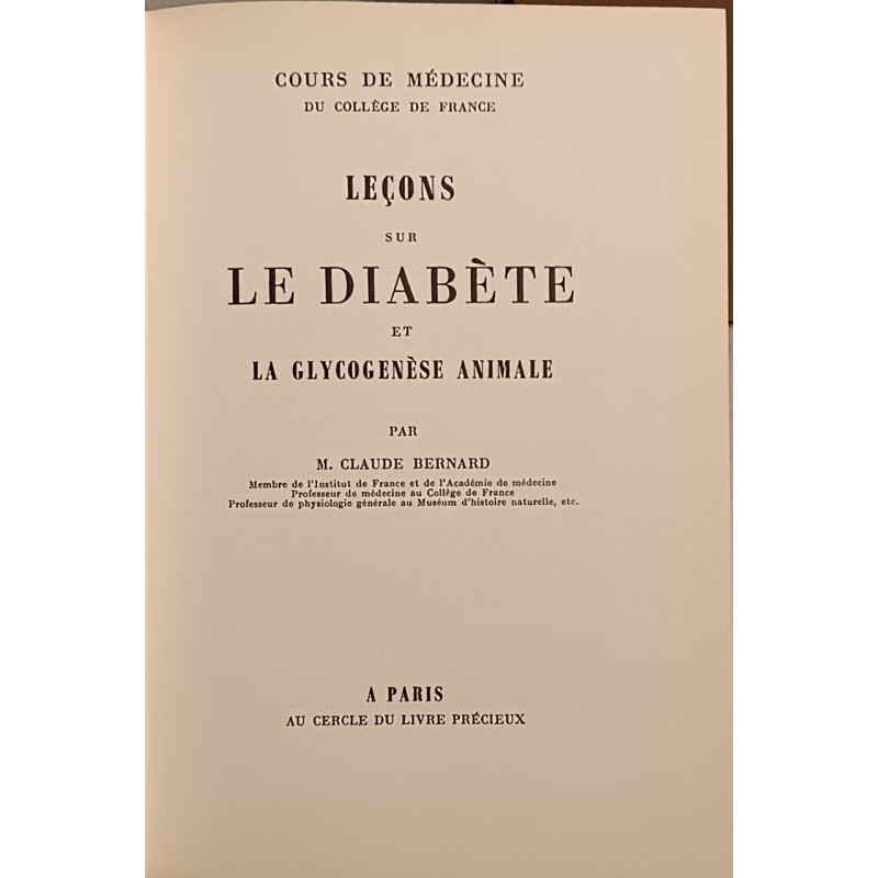 Leçons sur le diabète et la glycogénèse animale