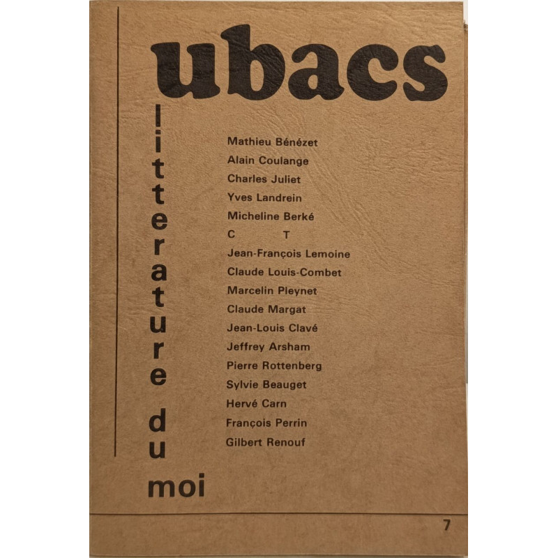 ubacs littérature du moi