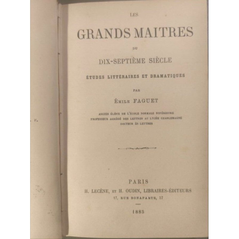 Les grands maitres du XVIIe siècle