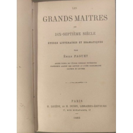 Les grands maitres du XVIIe siècle