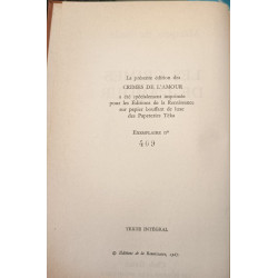 Les crimes de l'amour / exemplaire numeroté