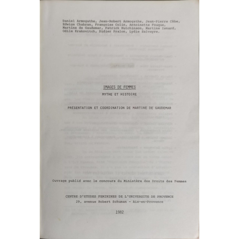 Images de femmes : Mythe et histoire
