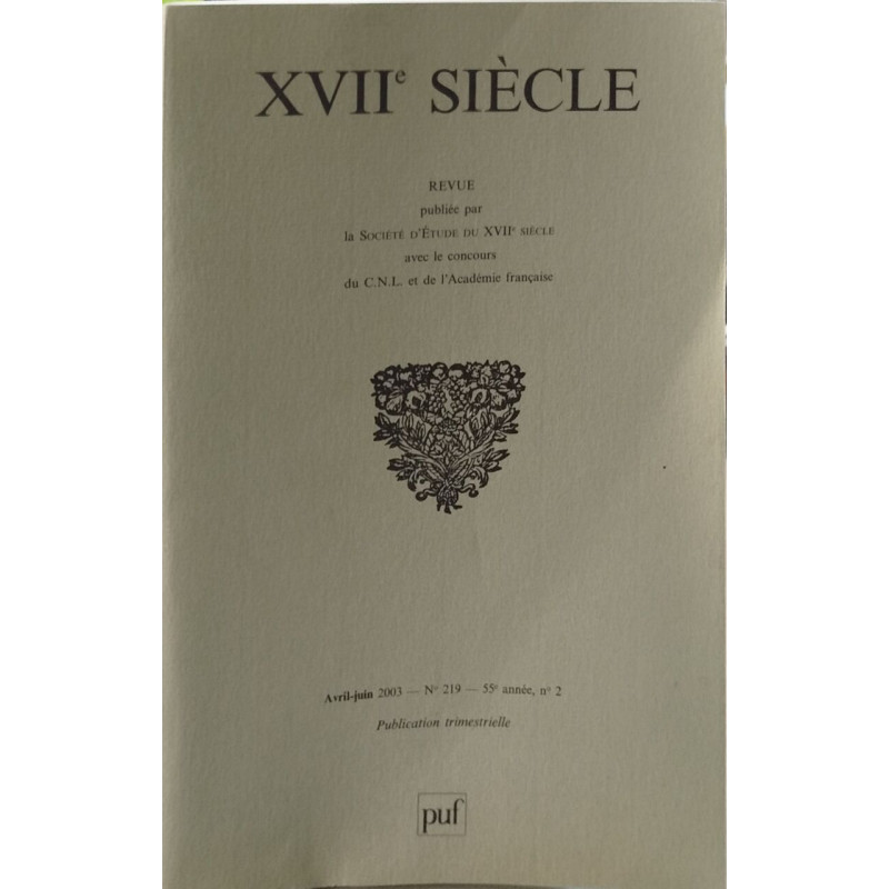 Revue XVII° siècle n° 219