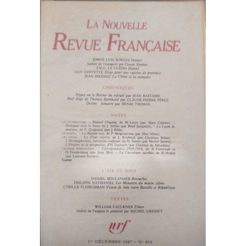 La nouvelle revue française n°419 / EO numerotée 6