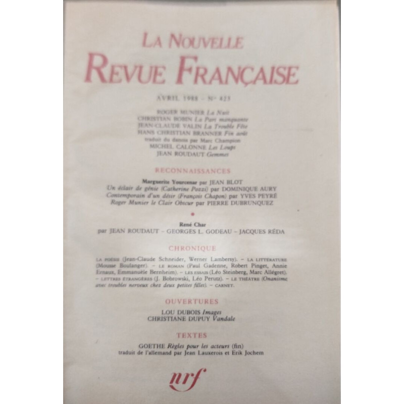 La nouvelle revue française n° 423 / EO numerotée 6