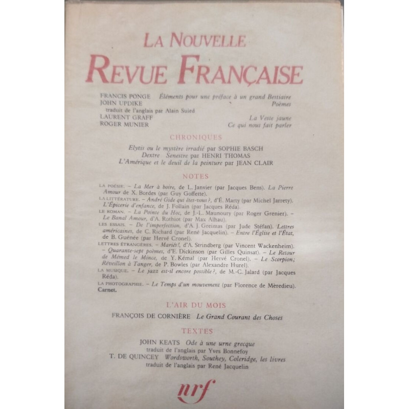 La nouvelle revue française n° 416 / EO numerotée 6