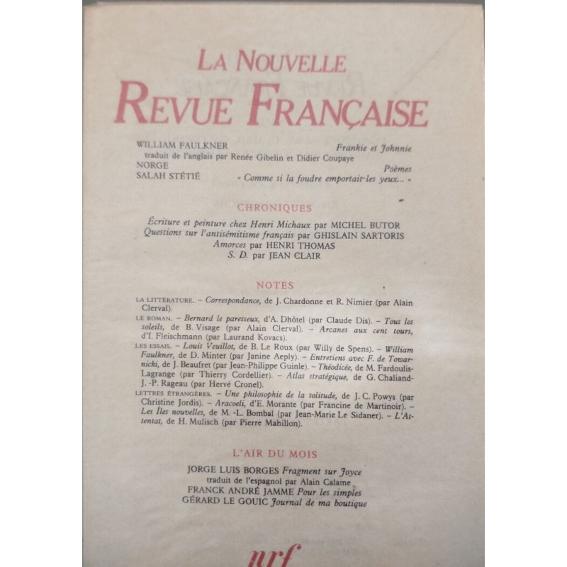 La nouvelle revue française n° 382 / EO numerotée 6