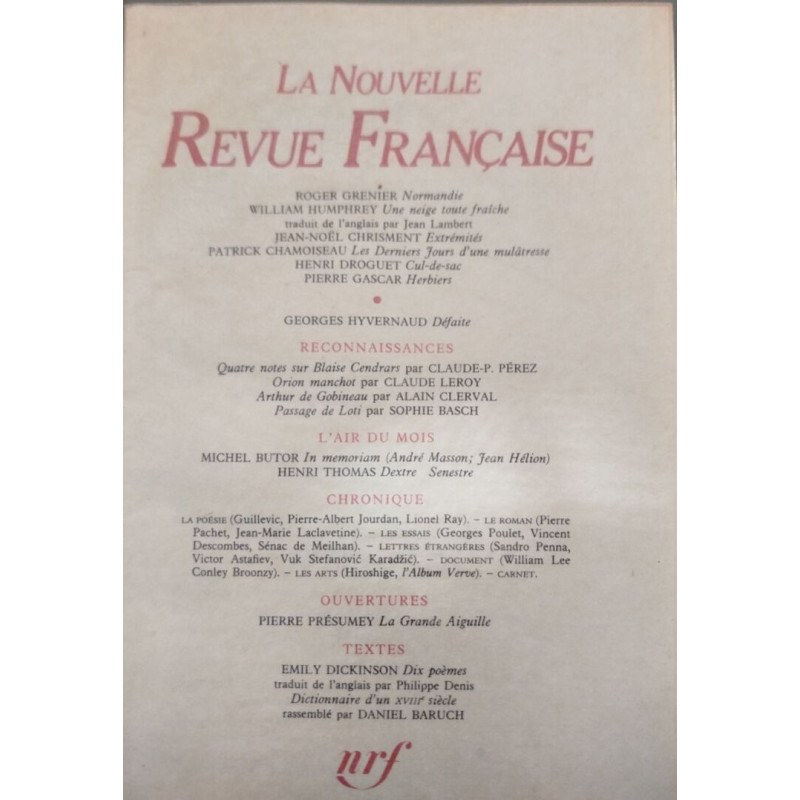 La nouvelle revue française n° 421 / EO numerotée 6