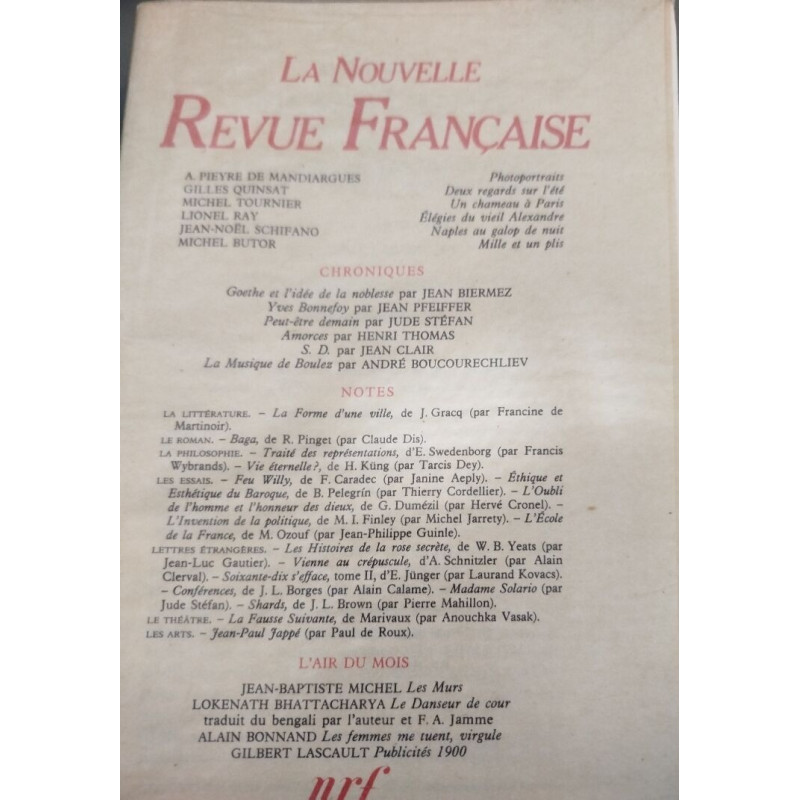 La nouvelle revue française n° 390-391 / EO numerotée 6