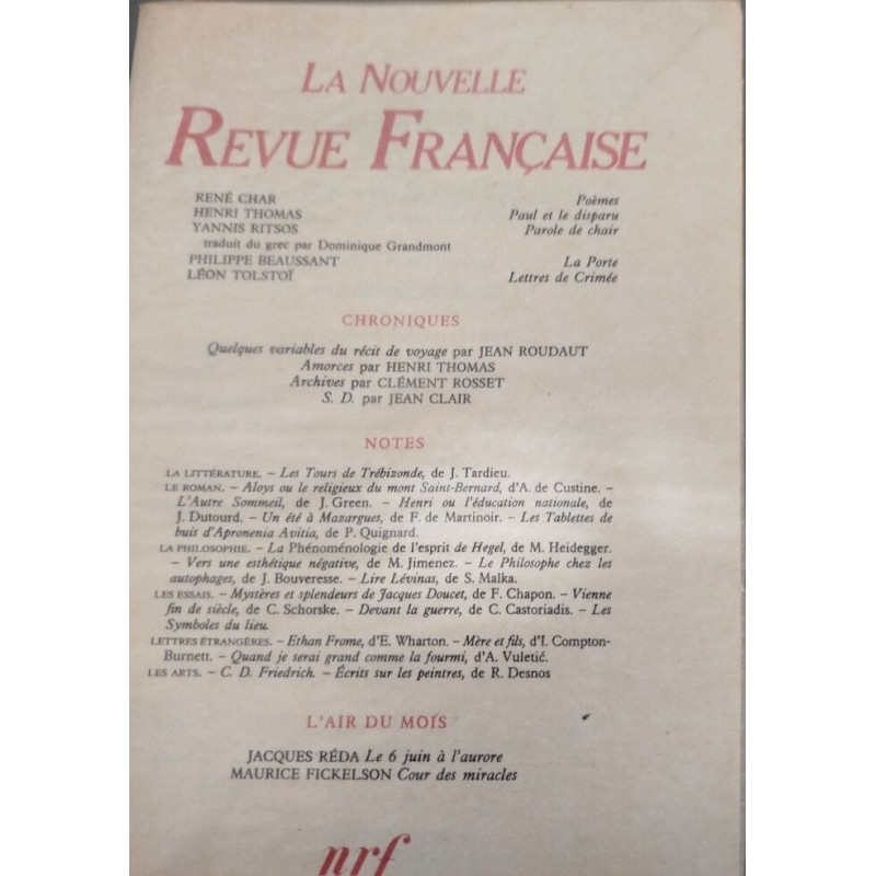 La nouvelle revue française n° 377 / EO numerotée 6
