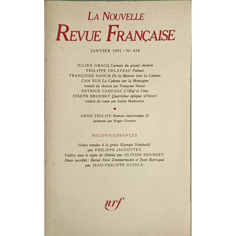 La Nouvelle Revue Française n°456