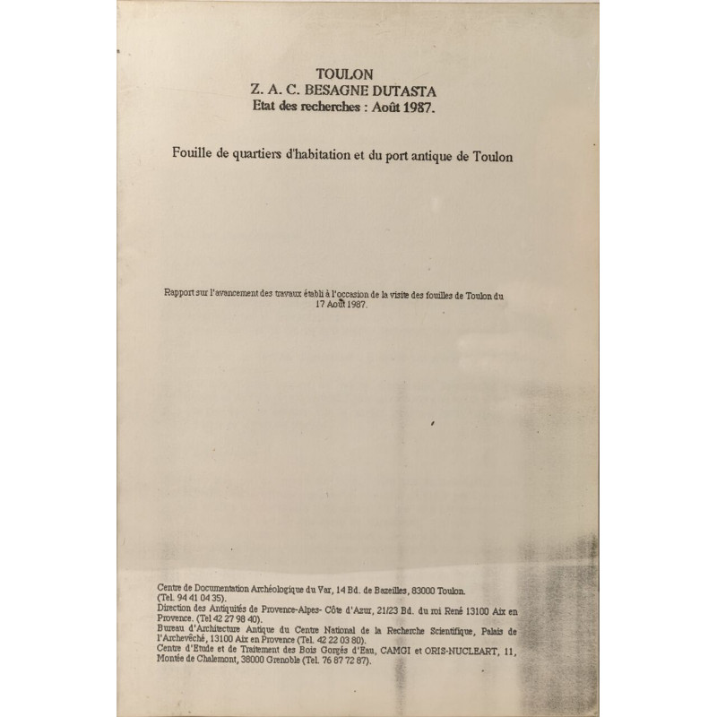 Fouille de quartiers d'habitation et du port antique de Toulon