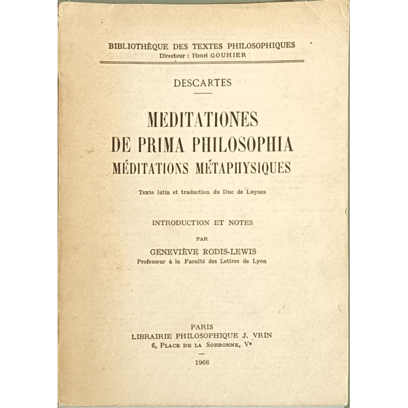 Méditationes de prima philosophia méditations métaphysiques