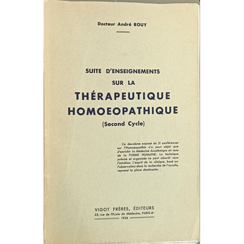 Suite d'enseignements sur la thérapeutique homoeopathique (Second...
