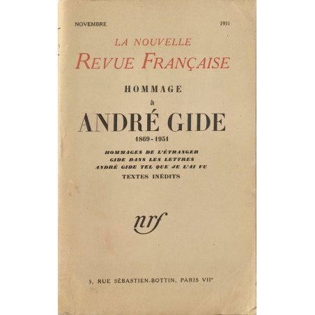 Hommage à André Gide 1869-1951 - hommage de l'étranger Gide dans...