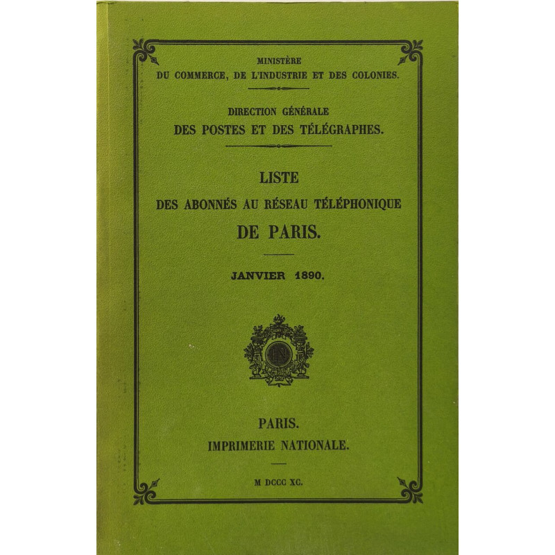 Liste des abonnés au réseau téléphonique de paris (ré-impression...